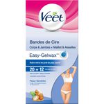 Veet Coffret de Bandes de Cire Froide Easy-Gelwax - Peaux Sensibles